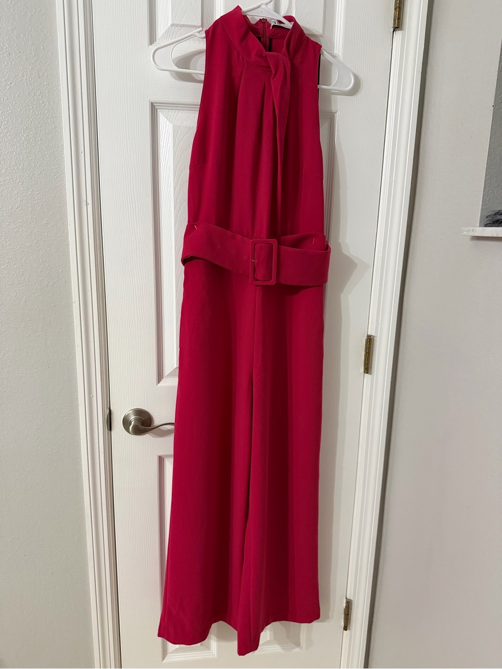 Zara Halter Jumpsuit in Hot Pink with Wide Belt